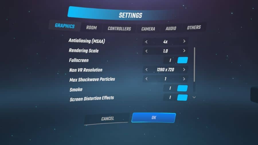 Reduce antialiasing and render scale to reduce lag in Beat Saber