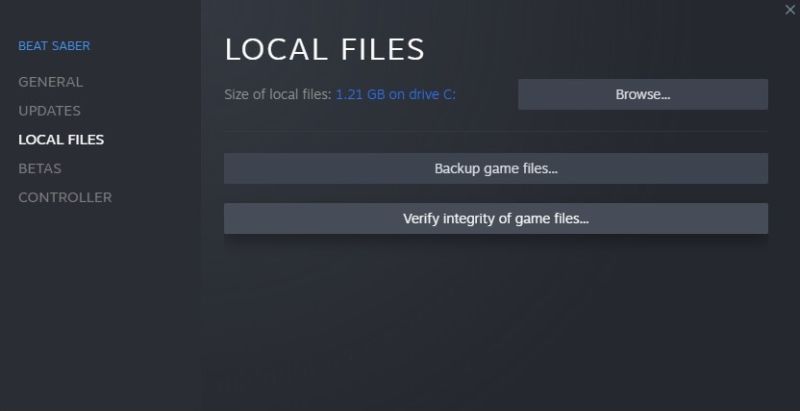 beat saber not working verify integrity of game files