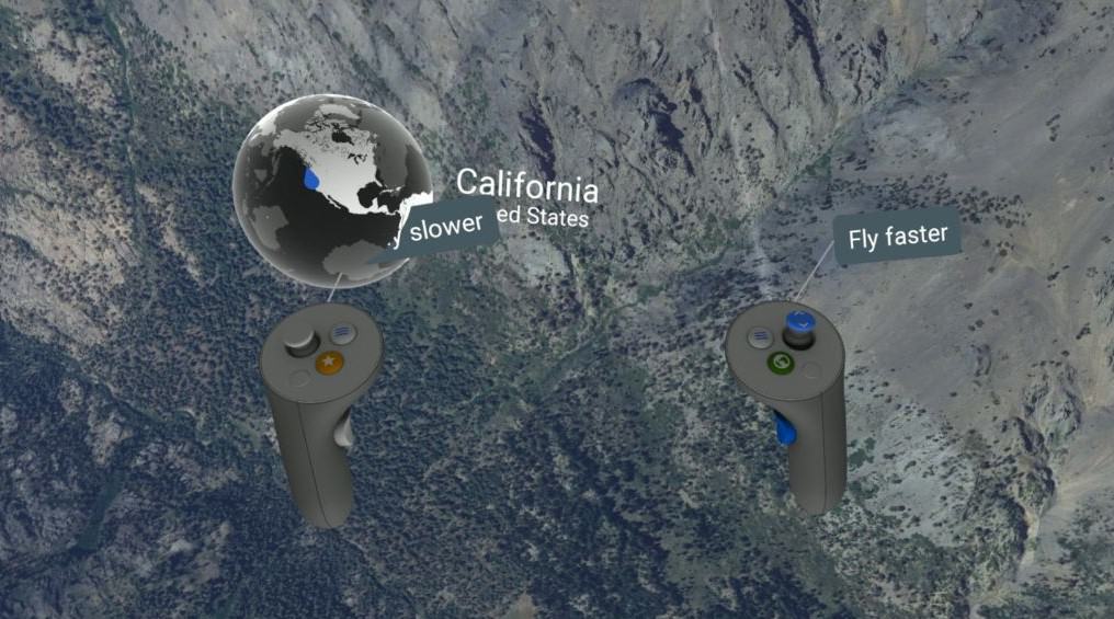 google earth vr controls for moving faster and slower