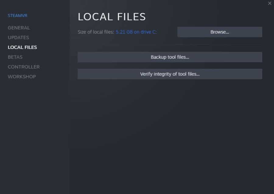 Verify integrity of SteamVR install files if vr headset not detected