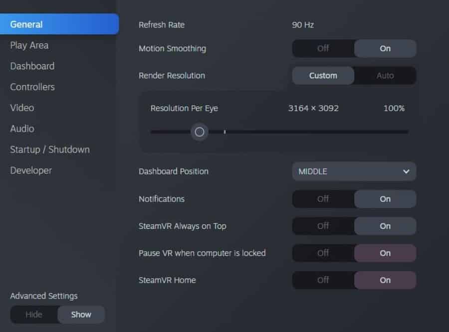 reduce render resolution and enable motion smoothing to prevent laggy steamvr performance