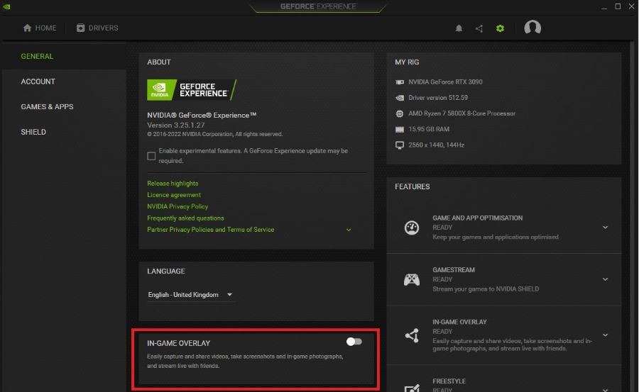 disable geforce experience overlay to improve steam vr fps