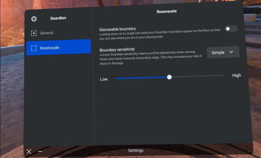 Adjust Guardian settings for Oculus Quest 2