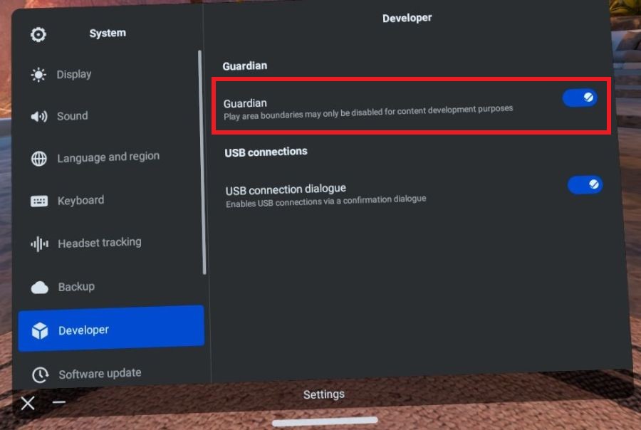 Enable Oculus Quest 2 Guardian