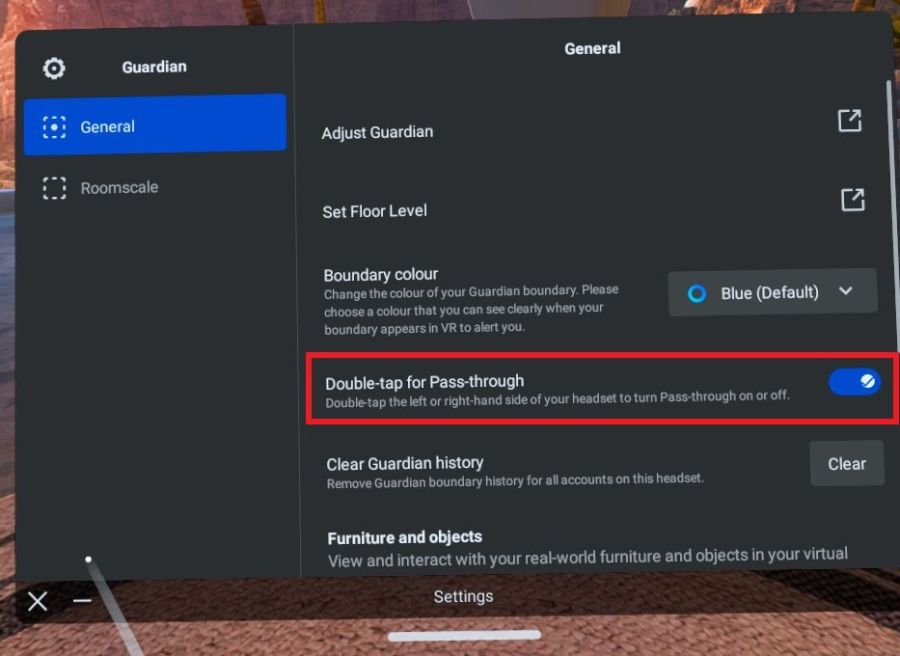 how to enable passthrough on oculus quest 2