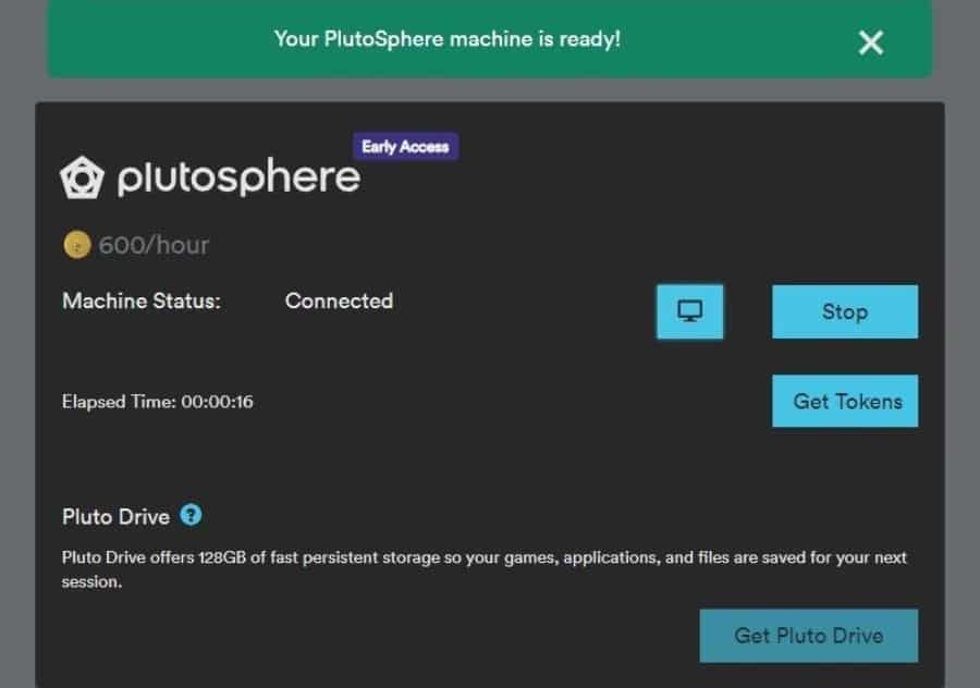 Plutosphere cloud PC dashboard for playing PC VR games without PC