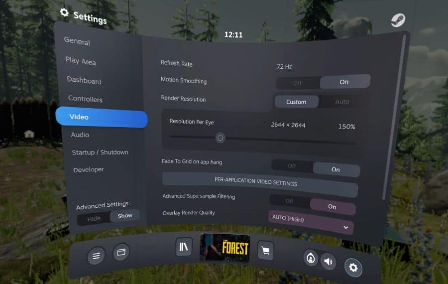 adjust render resolution in The Forest VR
