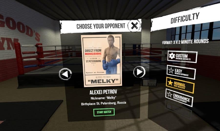 Different opponents in The Thrill Of The Fight VR