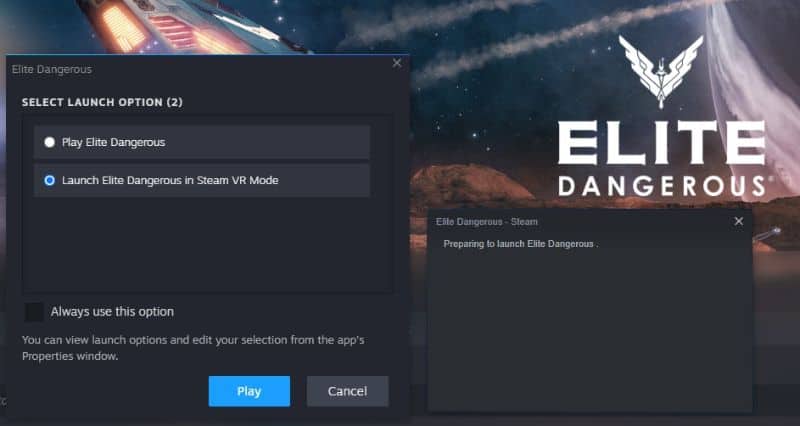 how to play elite dangerous vr on steam