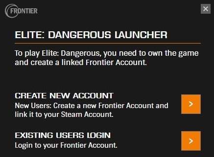 Frontier account setup for elite dangerous vr