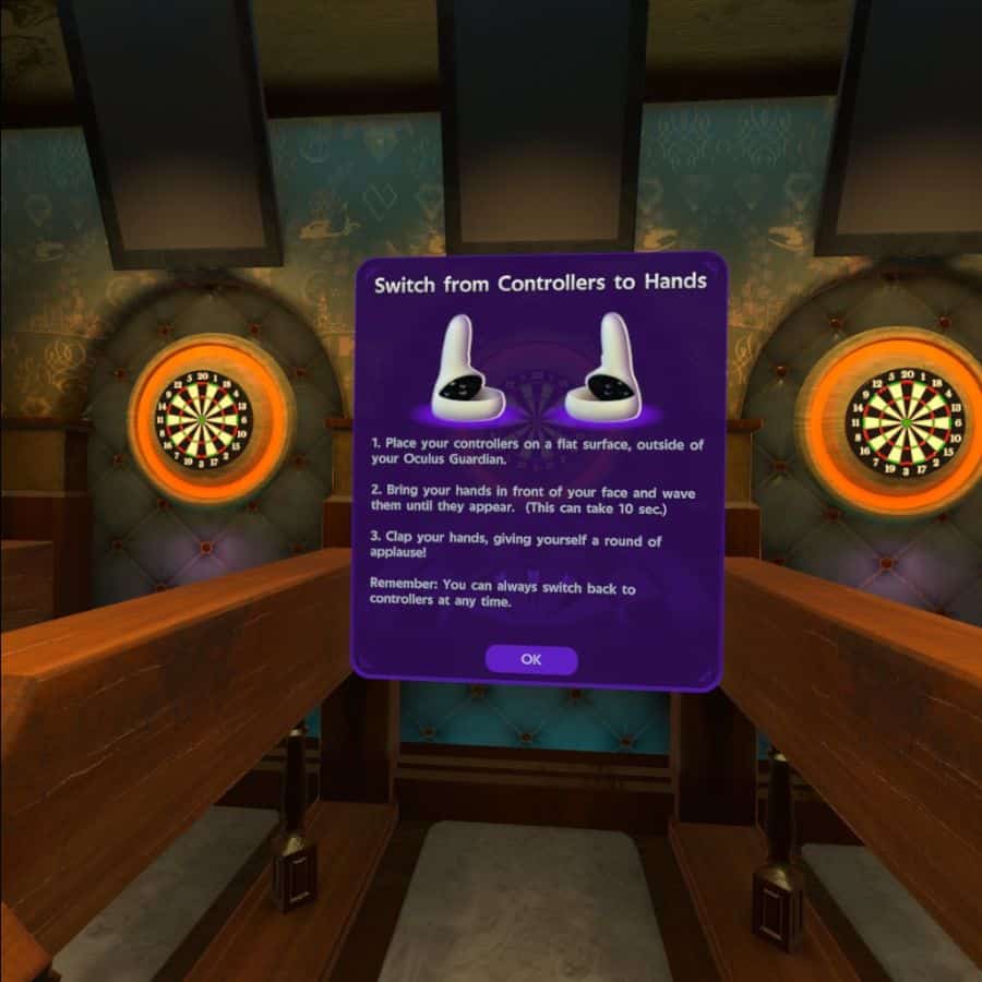 Instructions For Hand Tracking in ForeVR Darts on Quest 2