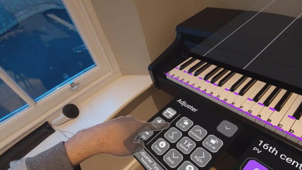 Adjusting the virtual keyboard in PianoVision